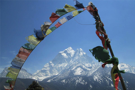 Everest as seen from the Tengboche Monastery in Nepal.